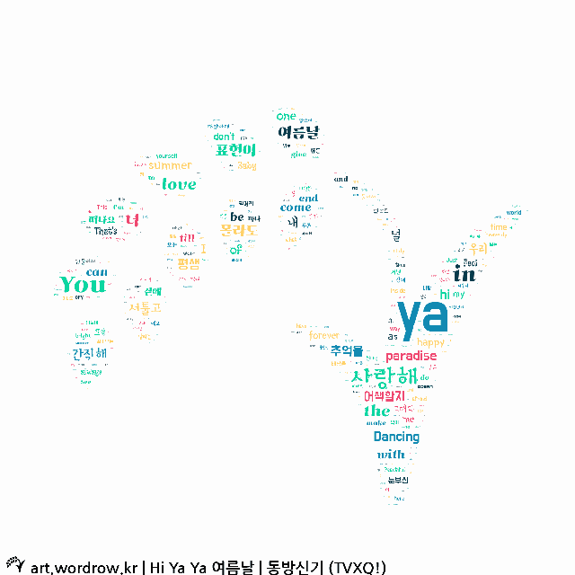 워드 클라우드: Hi Ya Ya 여름날 [동방신기 (TVXQ!)]-1